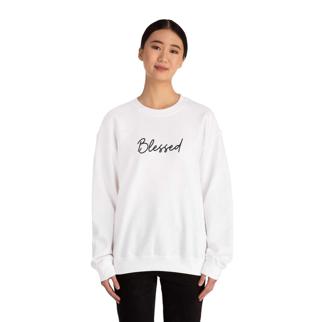 White Blessed Sweatshirt with crewneck