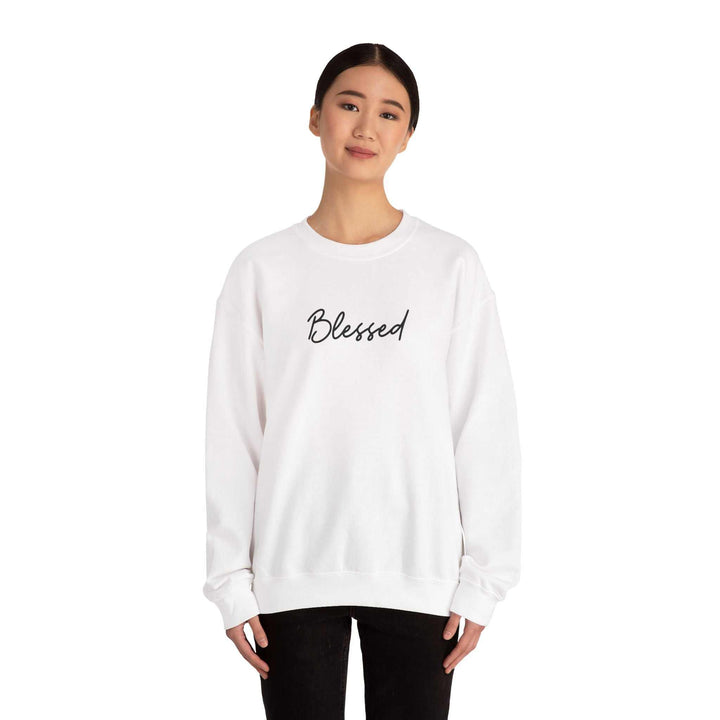 White Blessed Sweatshirt with crewneck