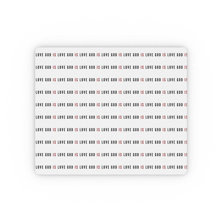 God Is Love mouse pad with repeated inspirational text for faith and comfort at desk