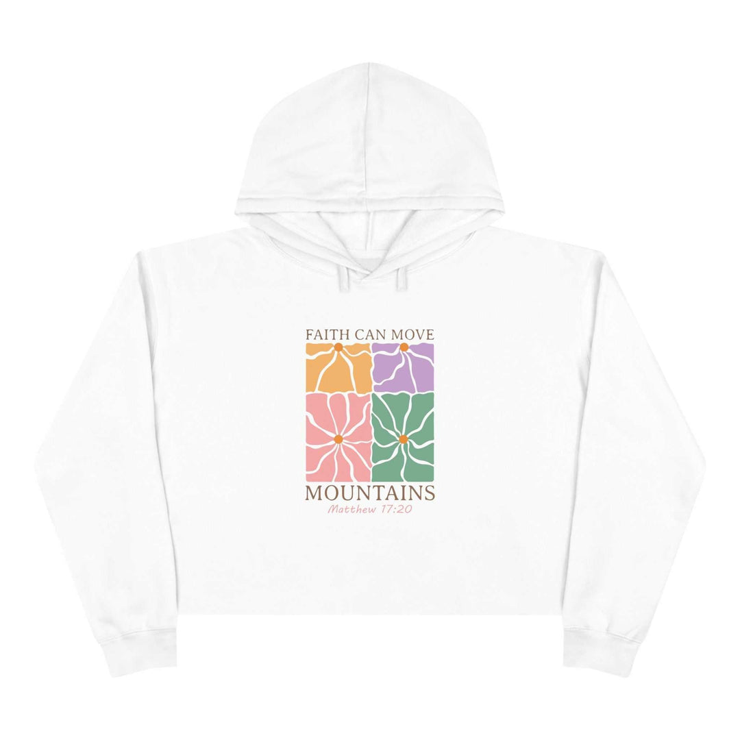 White Matthew 17:20 crop hoodie