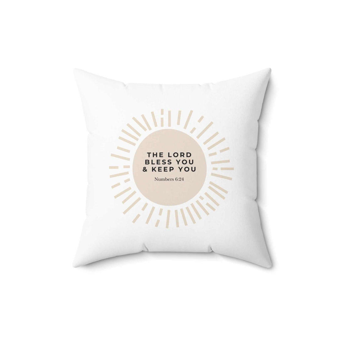 White Numbers 6:24 Pillow with inspirational scripture design