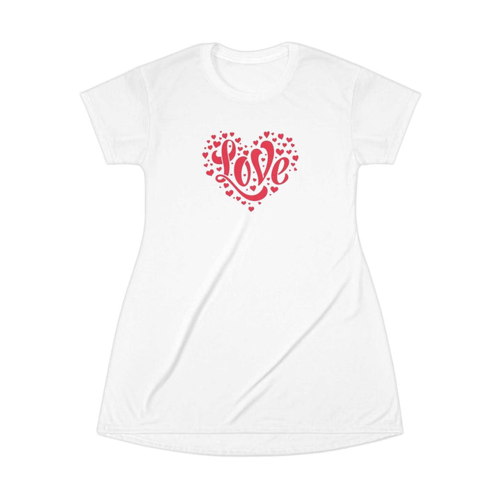 White Red Heart T-Shirt Dress with love print