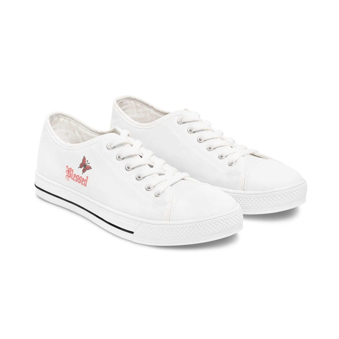 White Women's Blessed Sneakers with breathable canvas
