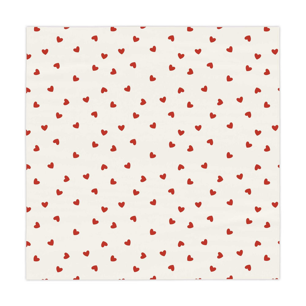 White hearts pattern tablecloth with red hearts