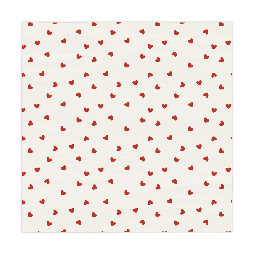 White hearts pattern tablecloth with red hearts