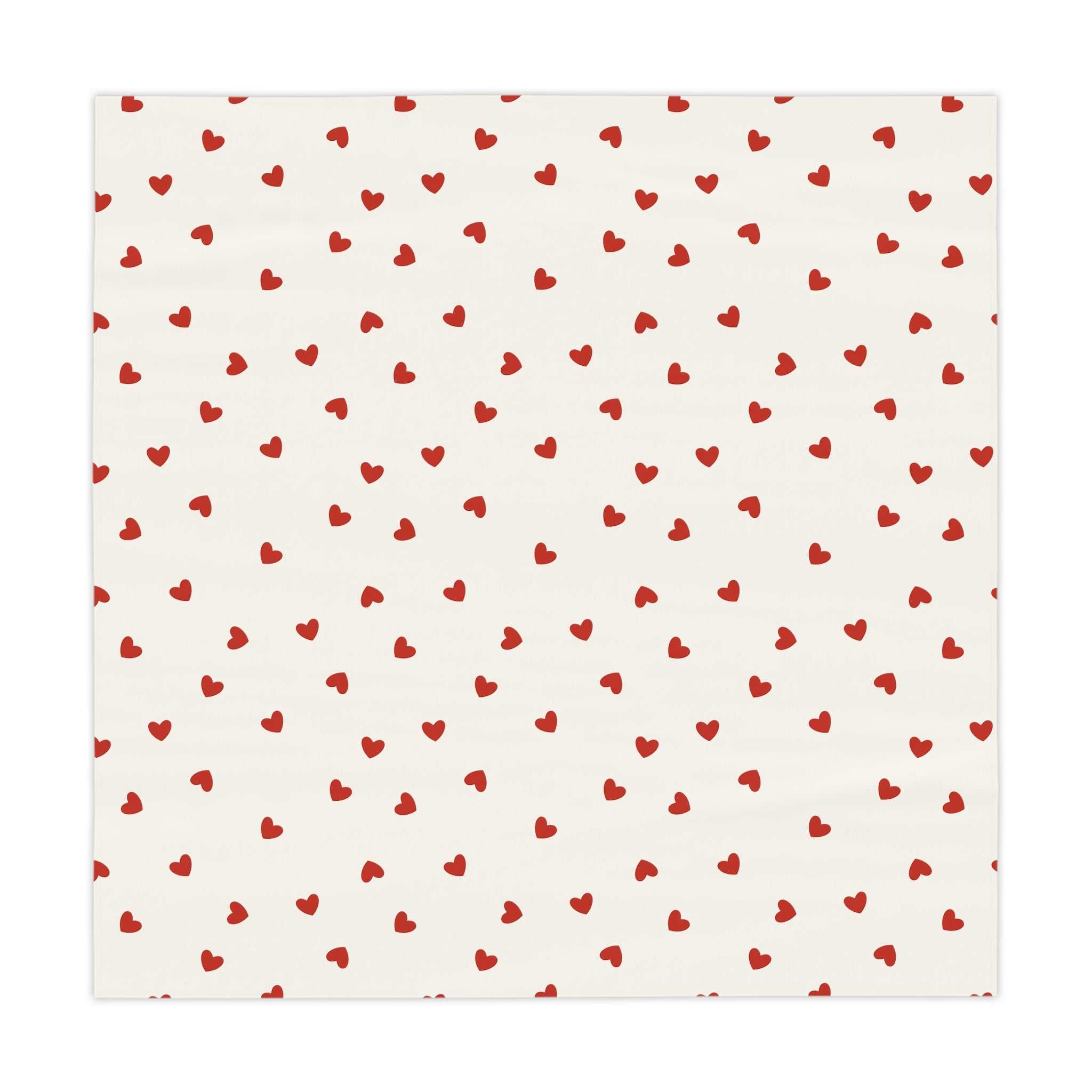White hearts pattern tablecloth with red hearts