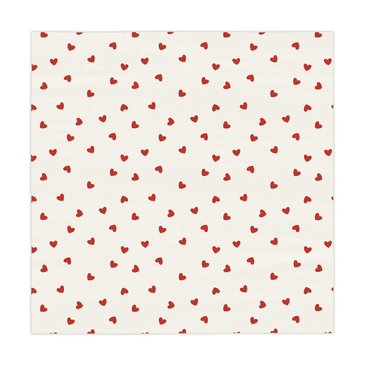 White hearts pattern tablecloth with red hearts