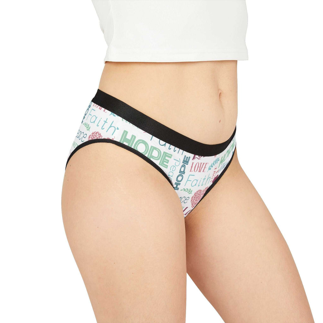 Woman wearing Faith Hope Love Underwear briefs