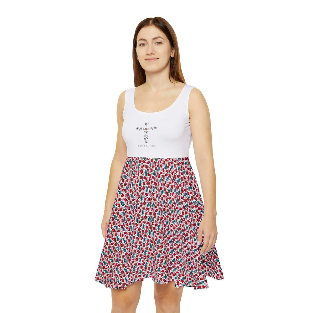 Woman wearing a mid-length God Is Faithful Dress