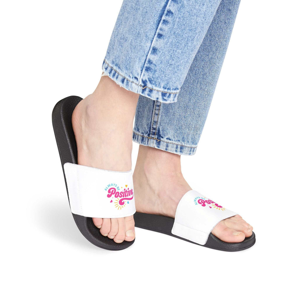 Women's Motivational Sandals with white neoprene straps