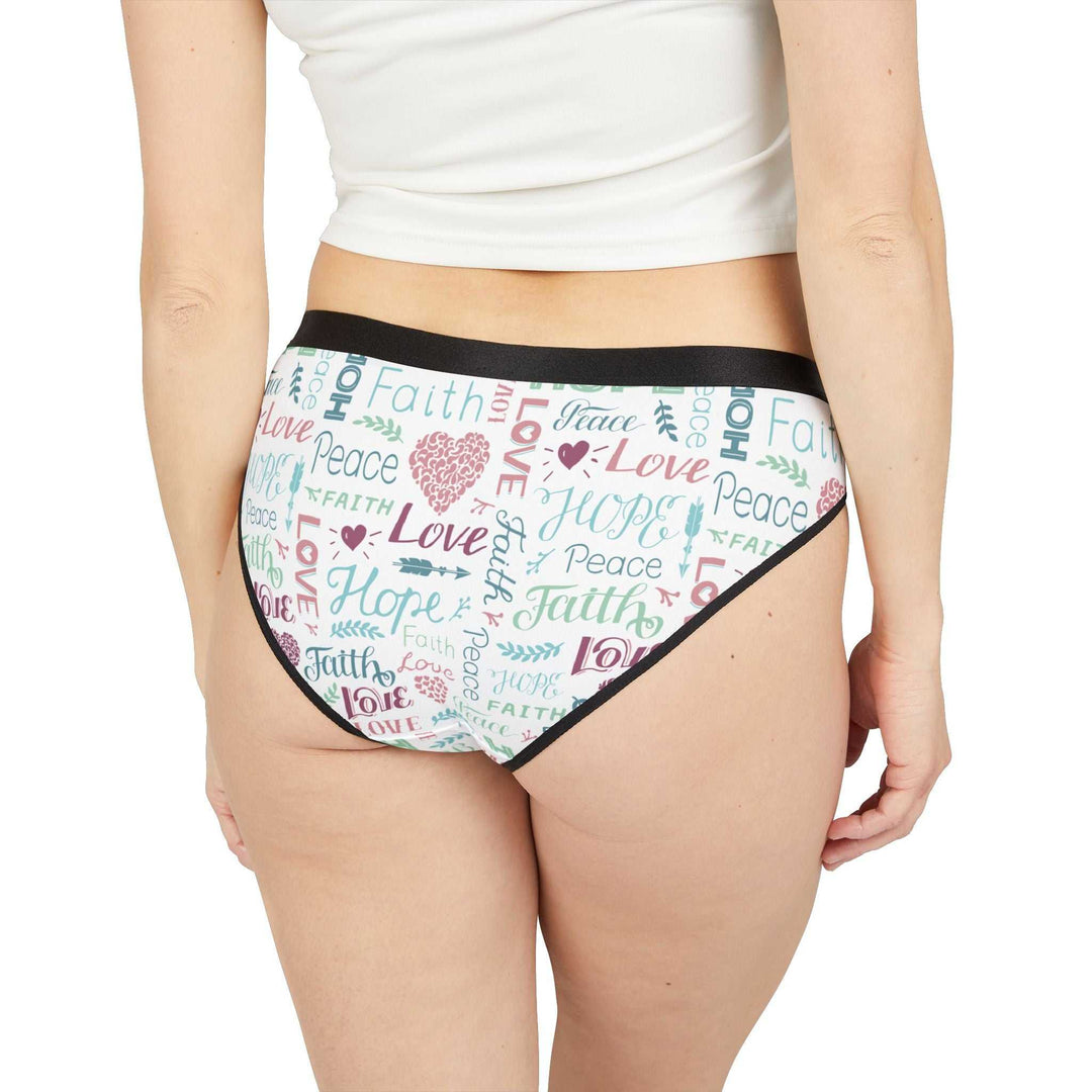 Women's briefs with Faith Hope Love all-over print