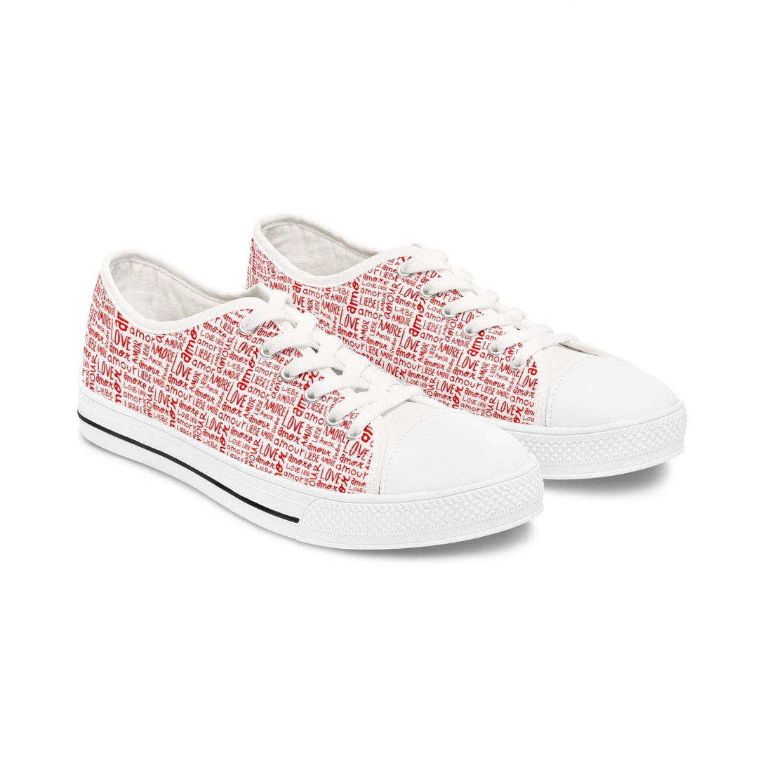 Women's red love sneakers with breathable polyester canvas