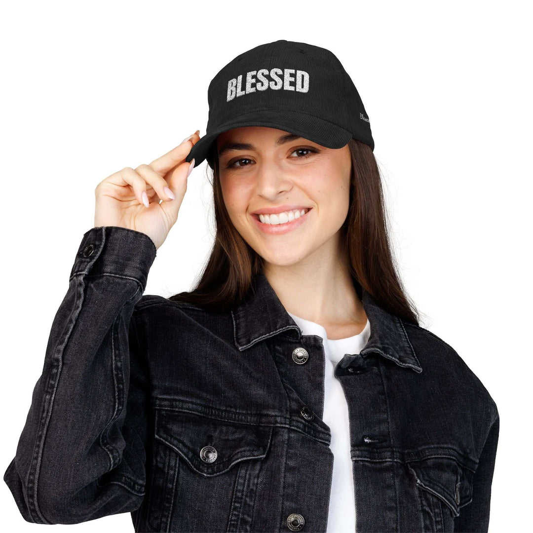 woman wearing black Blessed Vintage Corduroy Cap